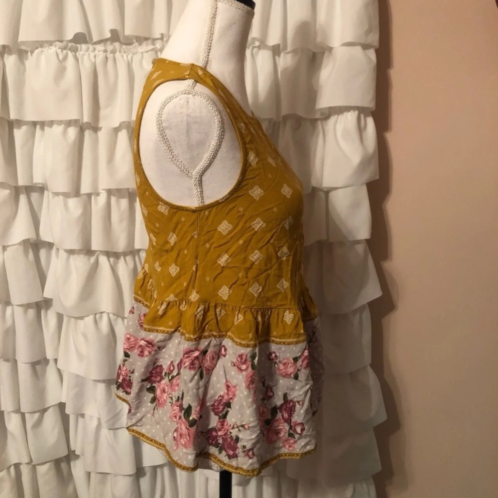 Altar’d State Liza Mustard Yellow Floral Tank Top Large - Picture 5 of 8